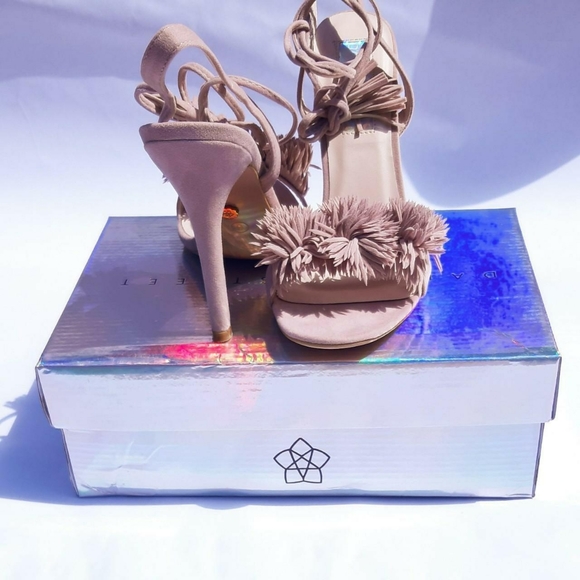 Blush Faux Suede Floral Stiletto Heels - Picture 4 of 6